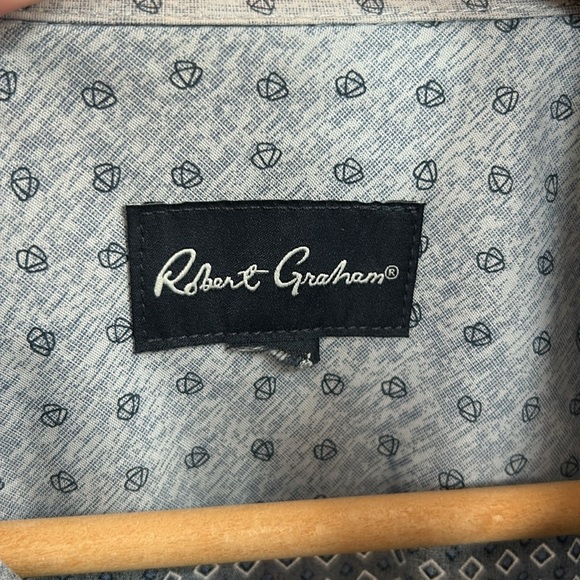 Robert Graham Long Sleeve Blue Geometric Pattern Button Up Shirt Sz XL - Picture 7 of 15